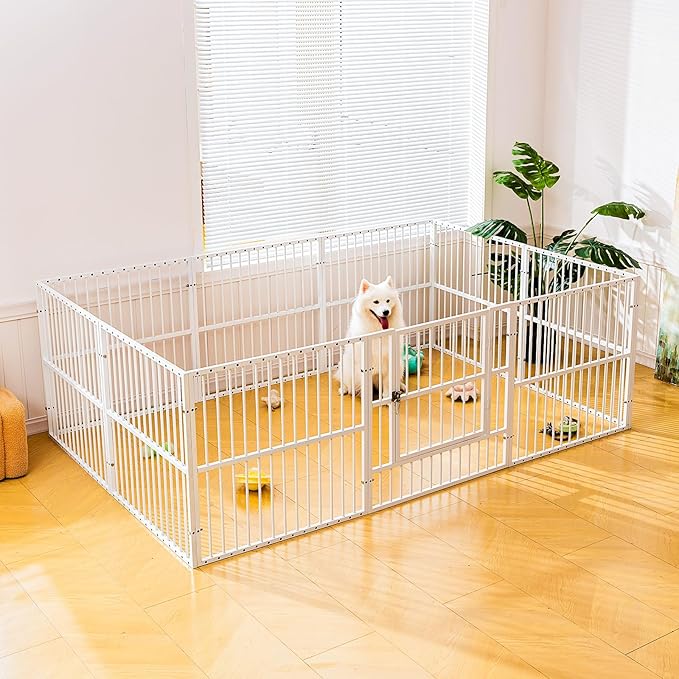 Dog Playpen - 32" Height Dog Pen, Heavy Duty Puppy Pen with Door, Safe & Sturdy, Easy Assemble for Indoor/Outdoor Pet Playpen
