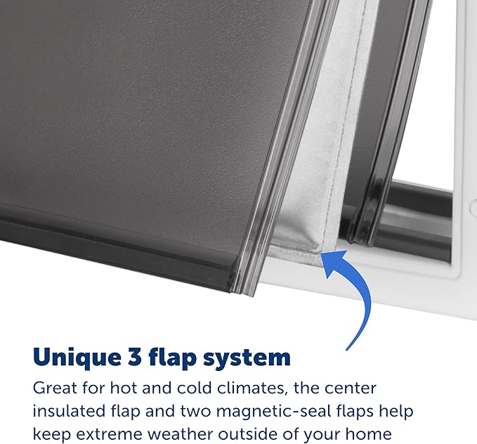 PetSafe Extreme Weather Aluminum Pet Door - Energy-Saving Thermal Barrier Pet Flap with Slide-in Door Locking & Secure Flap Cover - Plastic Frame - for Dogs Up to 220 lb - Large