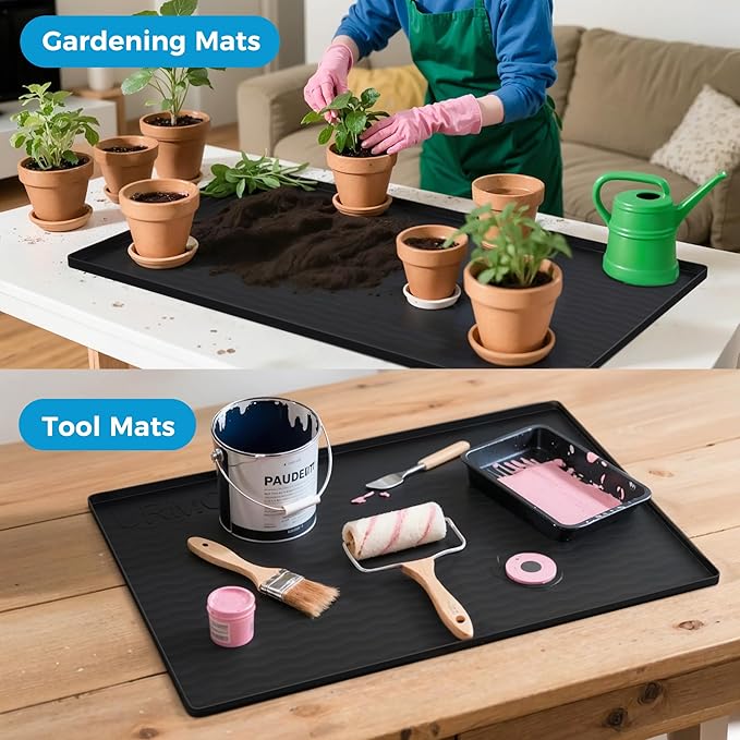 URMONA 31'' x 22'' Waterproof Silicone Under Sink Mat Cabinet and Counter Protector, Shelf Liner for Kitchen and Bathroom, Storage and Organizers, Litter Mat, Pet Cat Puppy Essentials(Light Cream)