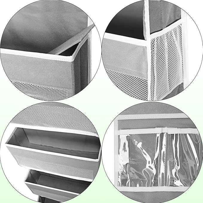 Over The Door Organizer Storage, 6 Shelf of Reinforcement Anti-Tilt Can Bear 44lb Bathroom Organization and Storage, Suitable for Bedroom, Pantry, Kitchen, Grey