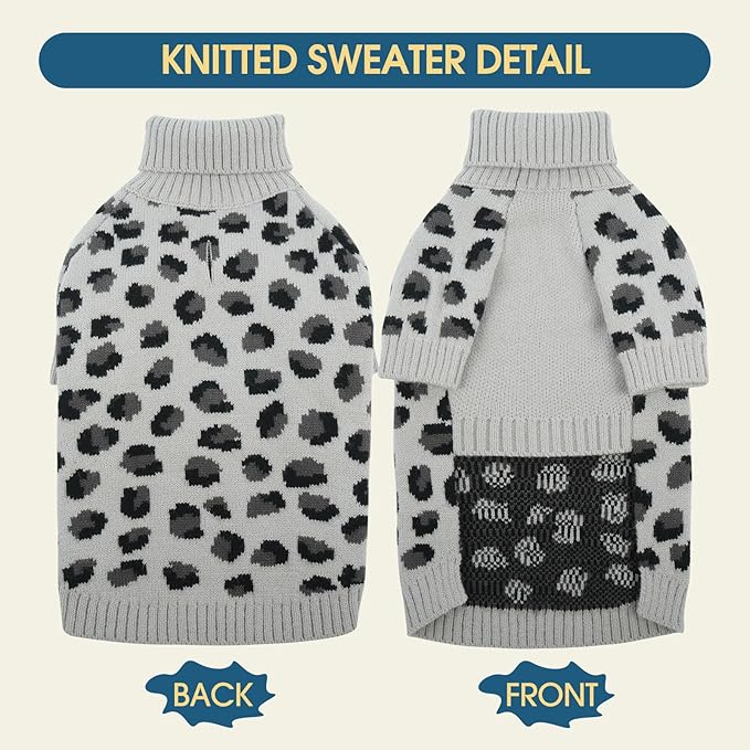 ROZKITCH Large Dog Sweater, Warm Knit Pullover for Cold Weather, Turtleneck Dog Coat for Shepherds Boxers and Mastiffs Grey 4XL
