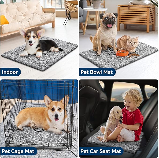 Bcoimo Super Absorbent Dog Door Mat, 30"*20" Anti Slip Mat for Muddy Paws, Pet Rugs for Dirty Paws Washable That Absorbs Moisture and Dirt, for Dog Cage and Pet Resting Carpet