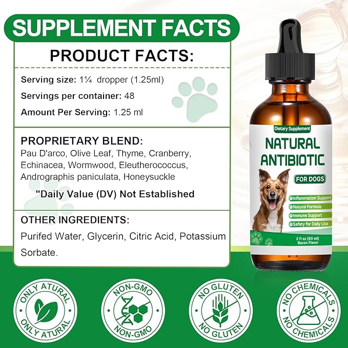 Antibiotics for Dogs,Natural Antibiotics for Dogs,Dog Antibiotic,Pet Antibiotic, Dog Multivitamin, Supports Allergy and Itch Relief,Dietary Supplement,Natural Herbal Supplement