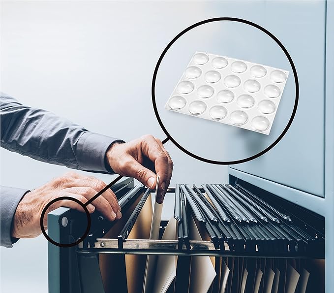 Slipstick Premium Cabinet Door Bumpers 1/2” Round Clear Adhesive Pads, Cabinet Stoppers, Rubber Bumpers for Drawers, Cupboards, Cutting Boards, Glass Tops, Picture Frames, Furniture, 40 Pcs Dampers