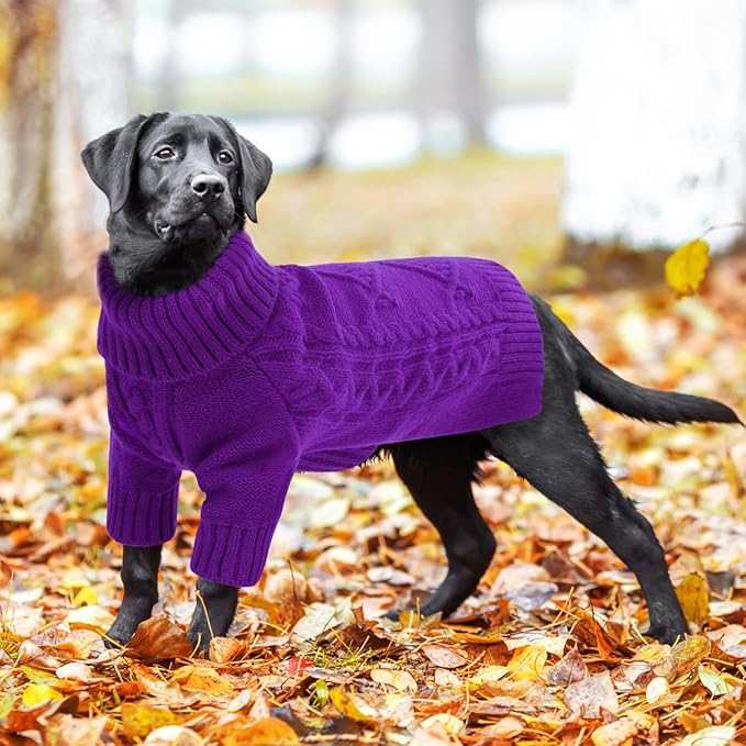 ASENKU Knitted Dog Sweater,Pullover Big Thermal Dog Winter Sweater,Turtleneck Doggy Sweaters for Large Medium Dogs Boy Girl,Warm Pet Sweatshirt for Beagle,Corgi,XL