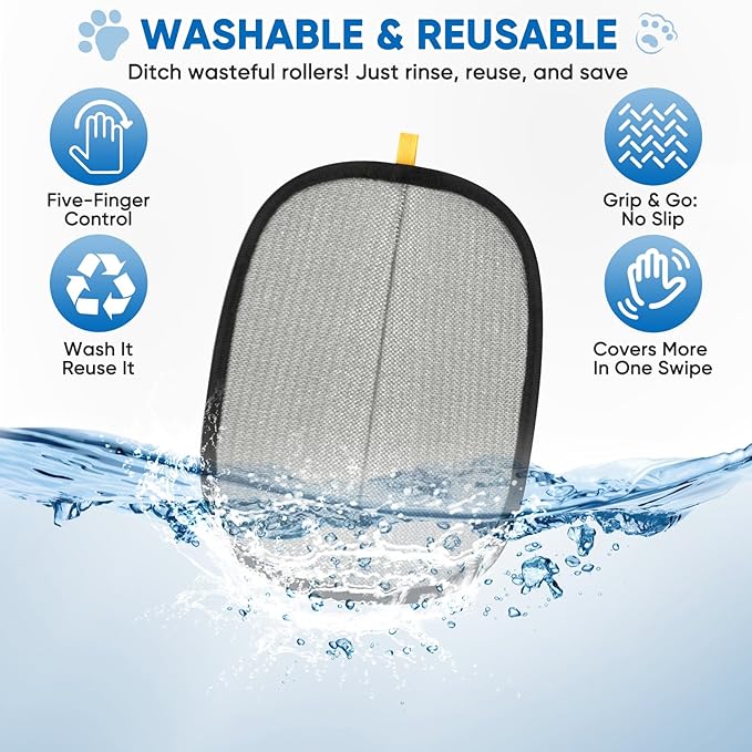 Upgraded Pet Hair Removal Glove, Electrostatic Five-Finger Reusable Pet Hair Remover for Couch, Car Seats, Clothing & Furniture, Dog Cat Fur Grooming Mitt for Laundry & Carpet
