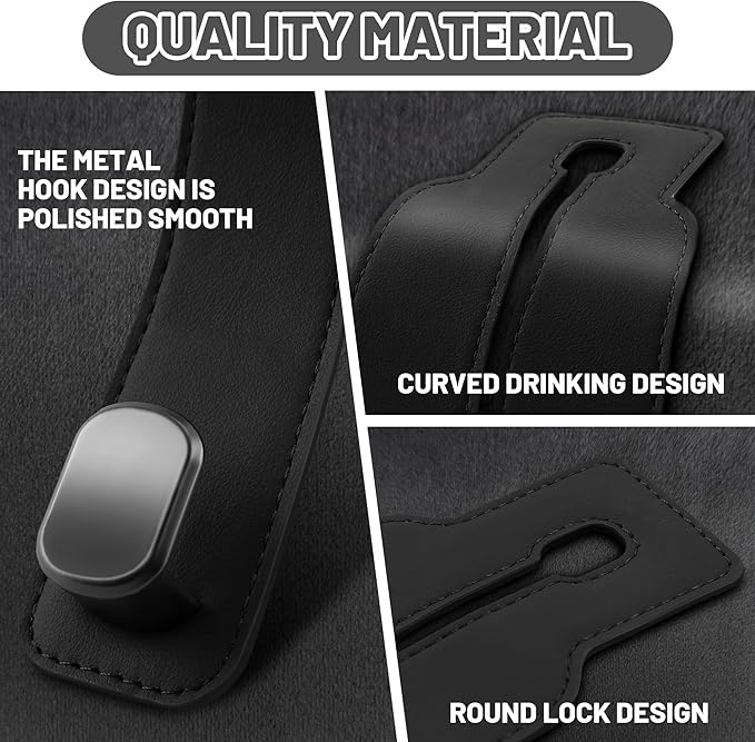 Amelity Car Seat Back Storage Hook, Car Hooks for Headrest, Car Headrest Hooks for Purses and Bags, Purse Hanger for Car (2 Pack, Black)