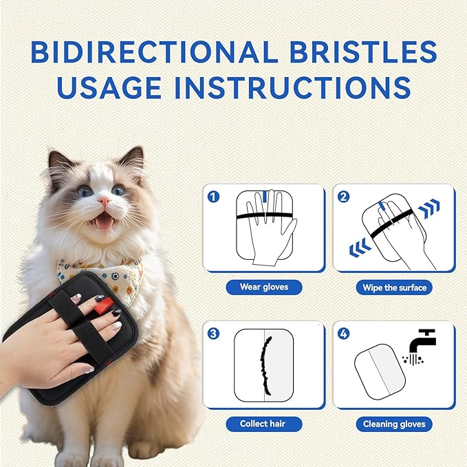 Pet Hair Removal Gloves, Reusable with Electrostatic Pet Hair Remover for Cats & Dogs' Fall & Winter Shedding, Hair Removal Suitable for Clothes, Carpets, Sofas, Furniture-2 Pcs