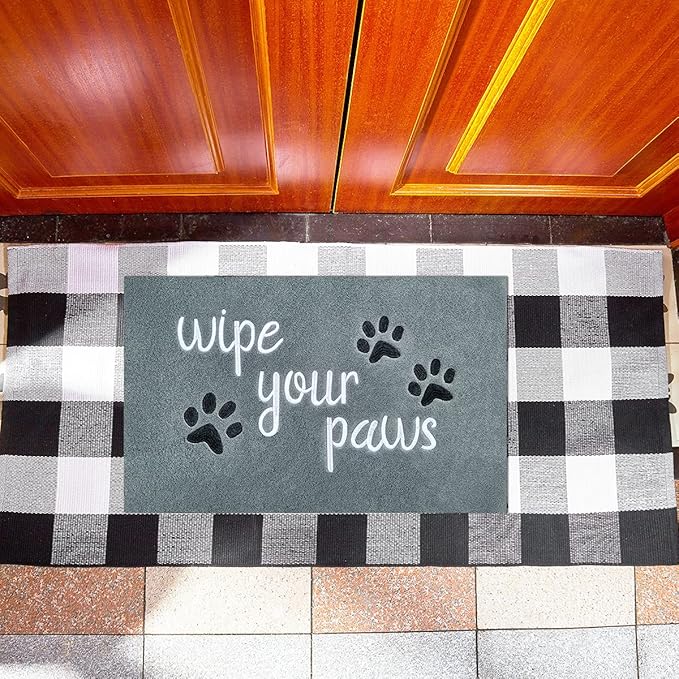 Welcome Door Mats for Home Entrance Funny Doormats Wipe Your Paws Mat Welcome Mats for Front Door Indoor Non Slip Rubber Mat for Dog Mats,18x28 Inch