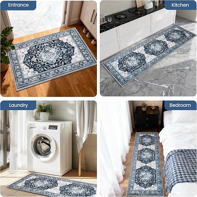 Kitchen Rug Set 3Pcs, Boho Rug Sets Non Slip Washable for Floor Thick Farmhouse Kitchen Decor Runner Rugs for Kitchen, Entryway, Laundry, Hallways 20''x32''+20''x48''+20''x59''