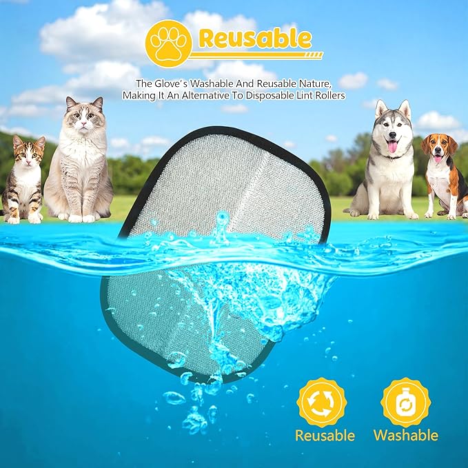 2025 Upgraded Pet Hair Remover Cat&Dog Grooming Tool Electrostatic Gloves Reusable Static-Powered Effortlessly Remove Fur from for laundry Clothes Furniture decor Car Seat Sofa Pet cooling mat bed (2)