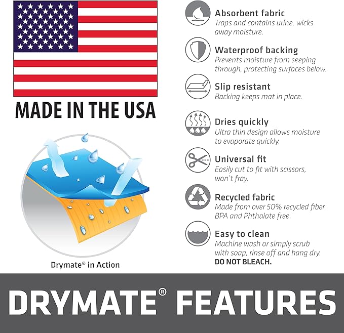 Drymate Jumbo Whelping Box Liner Mat, Machine Washable, Super Absorbent, Waterproof, Quick Dry, Slip-Resistant, Reusable Dog Puppy Pee Pads for Training, Housebreaking, Incontinence (USA Made)(48x100)