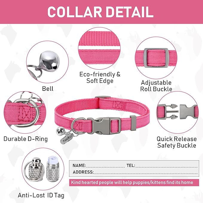 GAMUDA Small Pet Harness Collar and Leash Set, Step in No Chock No Pull Linen Fabric Soft Mesh Dog Vest Harnesses Reflective for Dogs Puppy Cats Kitten Rabbit (Pink, XXS)