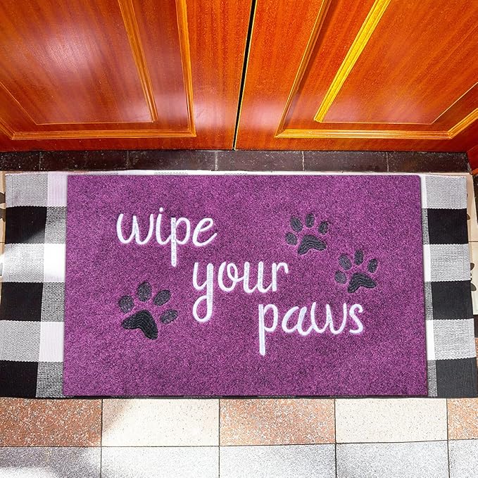 Large Welcome Mat for Front Door Home Entrance Funny Doormat Wipe Your Paws Mats Outside Door Mats for Indoor Outdoor with Non Slip Rubber Mat Dog, 24X36''