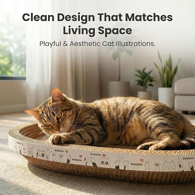 3 Pack Large Cardboard cat Scratcher, Oval cat Scratcher Pad Scratching Board Bed Durable, Bowl-Shaped Cat Scratch Couch Lounger Sofa for Indoor Cats Grinding Claw Furniture Protector.