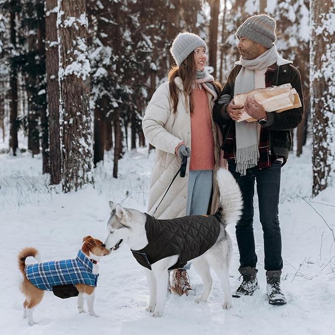 Kuoser Warm Dog Coat, Waterproof Dog Jacket for Extra Large Dogs, Adjustable Durable XXXL Doggie Winter Coat Reversible Puppy Cold Weather Apparel for Large Breed, Blue 3XL