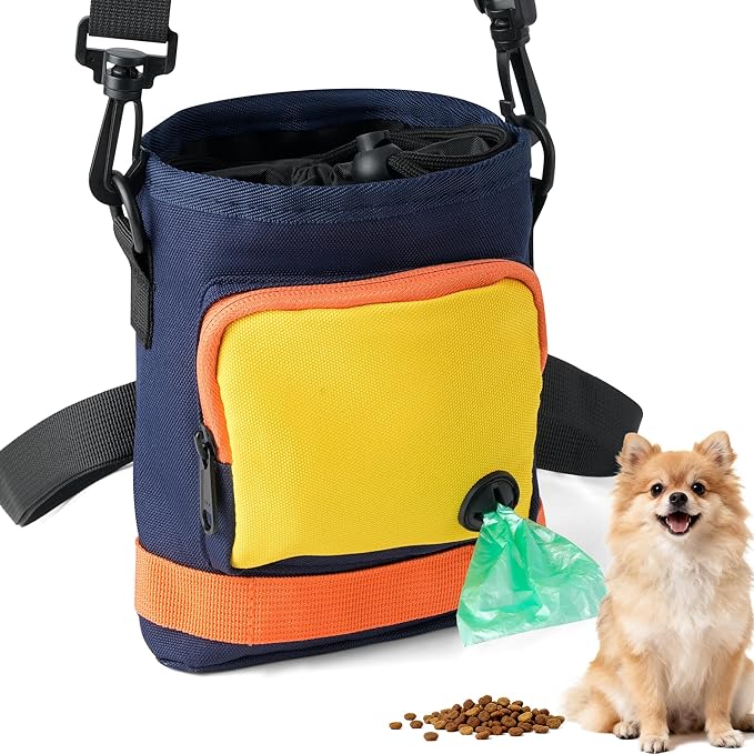 Dog Treat Pouch, Treat Pouch for Pet Training, Dog Treat Bag,Training Treat Pouch, Dog Training Pouch with Shoulder Strap& Waist Belt, Puppy Training Treat Holder Bag for Daily Walking, Park Training