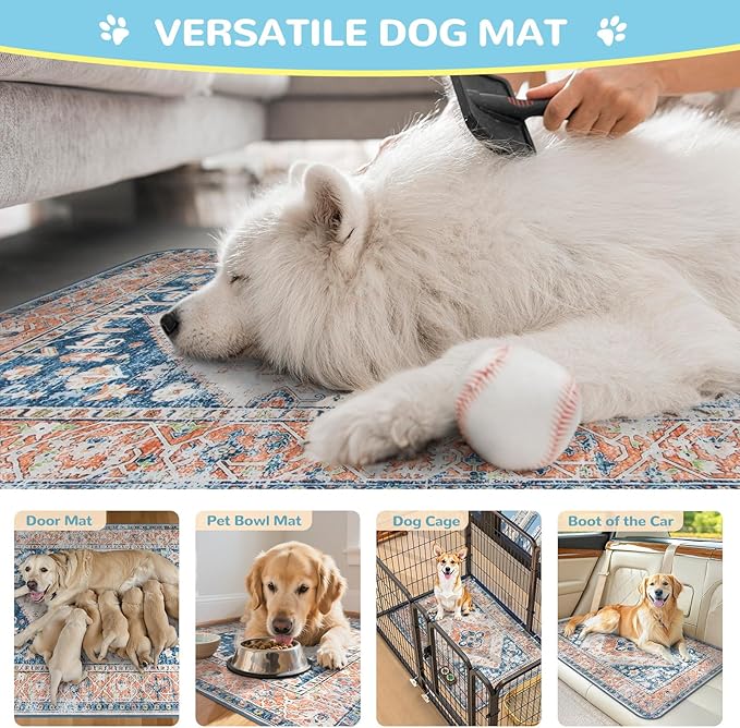 Lahome Reusable Washable Puppy Pads - 2 Pack Super Absorbent & Waterproof Dog Training Mats for Potty, Crate and Floor - Leakproof Pee Pads with Non-Slip Backing (Beige Blue, 36"x48")