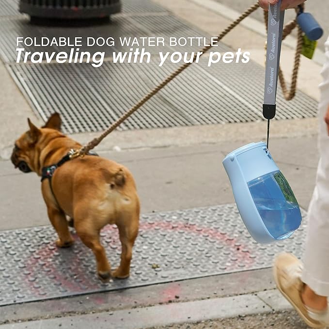 Foldable Dog Water Bottle, Portable Water Dispenser for Cat, Rabbit, Puppy and Small Animals, The Perfect Dog Gifts and Dishwasher Safe Pet Accessories for Walking, Hiking, Travel