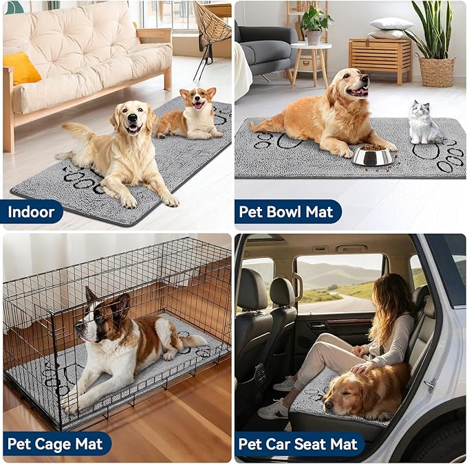 Bcoimo Super Absorbent Dog Door Mat, 60"*24" Anti Slip Mat for Muddy Paws, Pet Rugs for Dirty Paws Washable That Absorbs Moisture and Dirt, for Dog Cage and Pet Resting Carpet