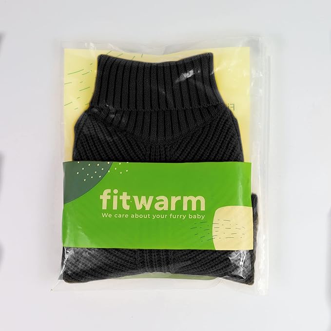 Fitwarm Dog Turtleneck Sweater, Thermal Knitted Pet Coat, Dog Winter Clothes for Small Dogs, Cat Apparel, Black, XS