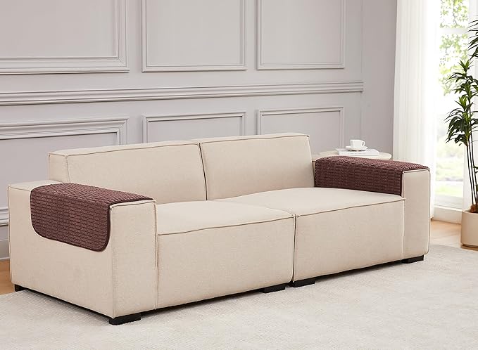 Meider Sofa Armrest Protectors, 2pcs 22x26 inch Anti-Slip Couch Arm Covers in Reddish Coffee
