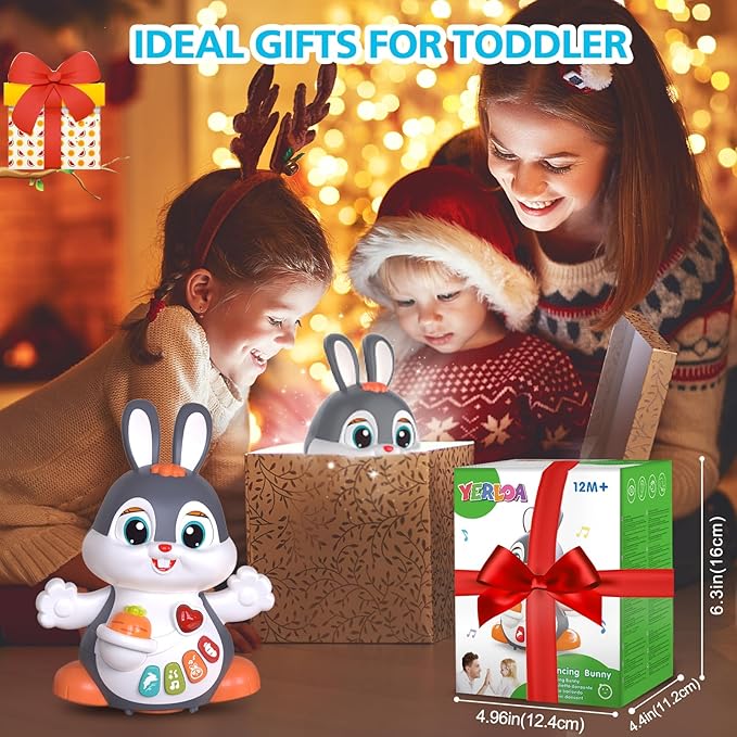 Yerloa Singing Dancing Bunny Toy for Babies 6-12 Month, Musical Crawling Bunny for 1 2 Year Old Boy Girl, Tummy Time Toy Birthday for 6 7 8 9 10 11 12 Months Old