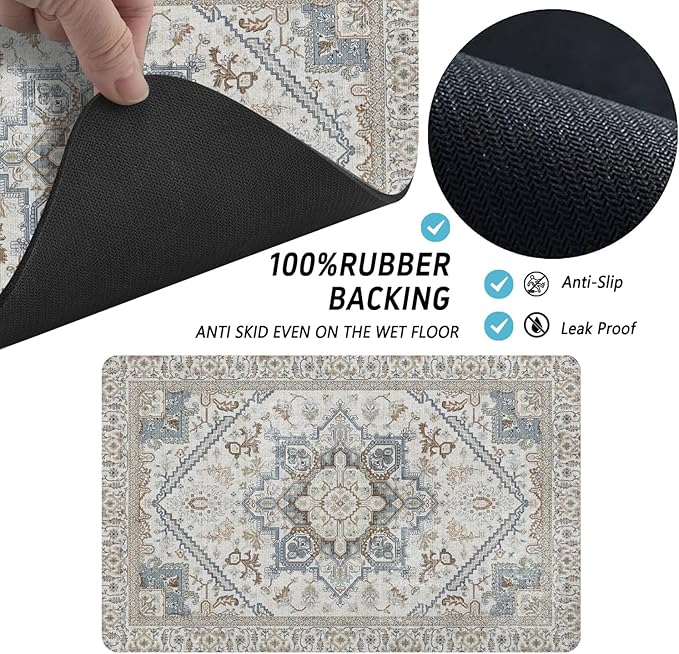 Dog Food Mats for Floors, Absorbent and Quick-Drying Pet Cat Food Mat,Anti-Fouling and Easy-to-Clean Pet Feeding Mat,Dog Bowl Mat for Messy Drinking Water Bowls.17 x32, Bohemia Style