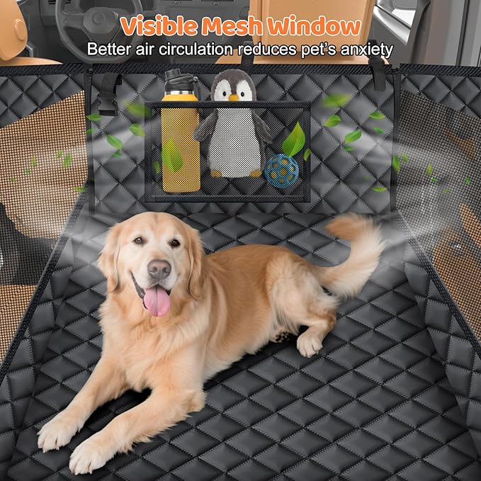 URPOWER Hard Bottom Dog Car Seat for Large Medium Dogs, Dog Back Seat Extender with 3-Sided Hard Boards, Waterproof Pet Backseat Cover Dogs Hammock for Cars, Trucks and SUVs, Holds up to 200 lbs