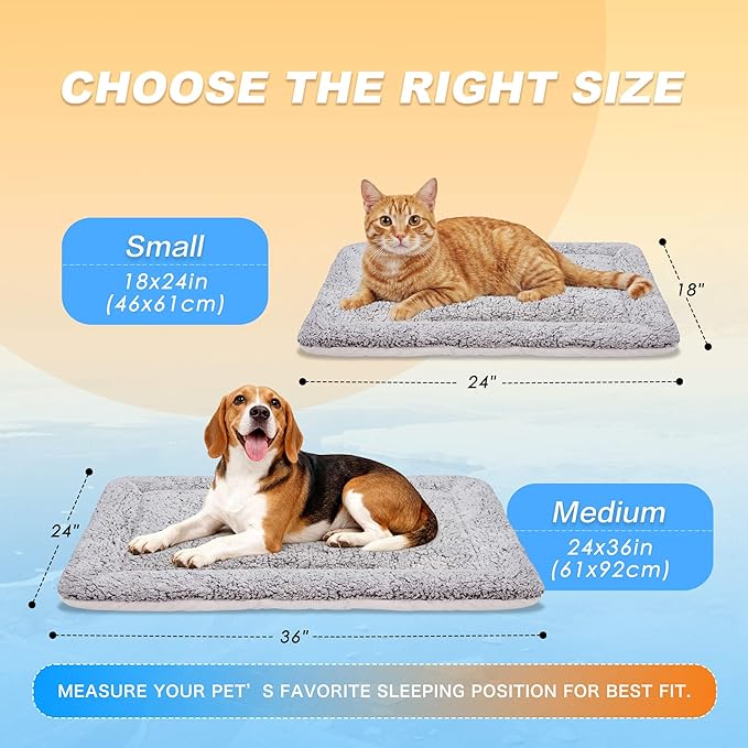 Dog Cooling Mat, Self Warming Cat Bed, Reversible Warm & Cooling Cat Bed, Winter Warm Cat Pad & Summer Cooling Cat Mat for Kittens & Small Dogs, Perfect for Crates, Beds & Sofas, Dark Blue, 18"x24"