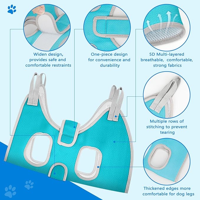 Supet Dog Grooming Hammock for Large Dogs, Dog Hanging Harness for Nail Trimming Doorframe, Pet Holder Restraint for Clipping Nails, Pet Hoist Sling for Cutting Nails at Home (Blue XXL)