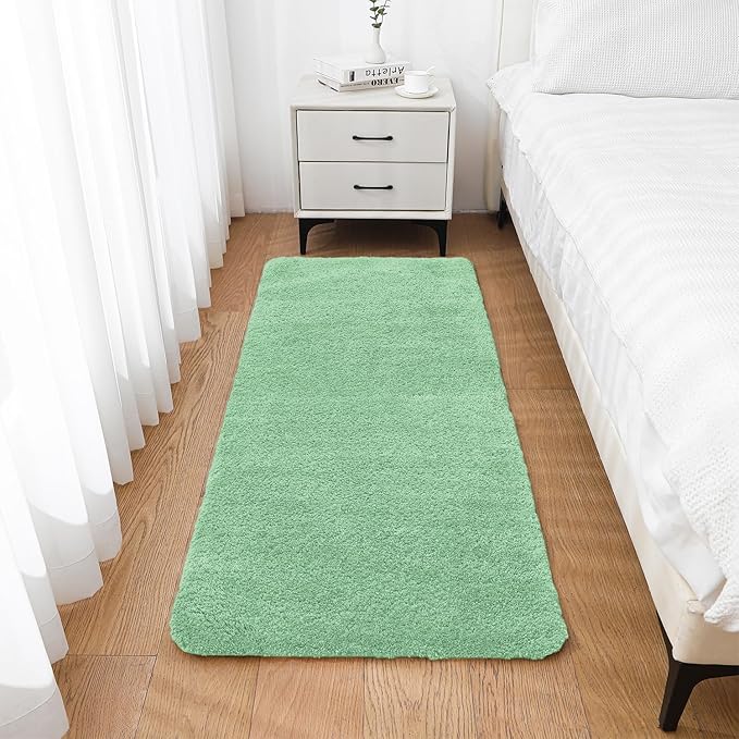 Light Green Bathroom Rugs Runner 24"x60" - Long Large Bath Mat, Soft Non Slip Absorbent Microfiber Bathroom Rug, Washable Plush Floor Mat - Perfect for Bedside, Kitchen or Vanity Area