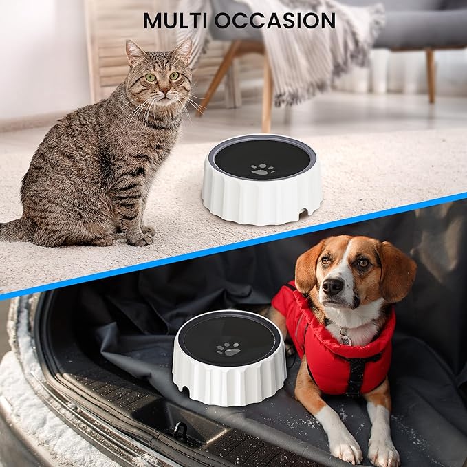 FORWH Dog Small Animals Water Bowl No Spill 70oz/2L Large Capacity Dispenser Non Slip No Splash Small Animals Bowl Pet Slow Feeder No Drip Dog Water Bowl on Vehicle for Dogs and Cats - Black