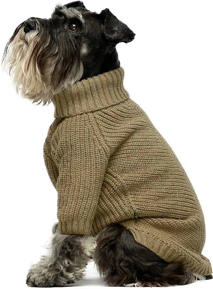 Fitwarm Thermal Knitted Dog Sweater Doggy Winter Coat Pet Clothes Doggie Turtleneck Jacket Puppy Outfits Cat Sweatsuit Sage Green Small