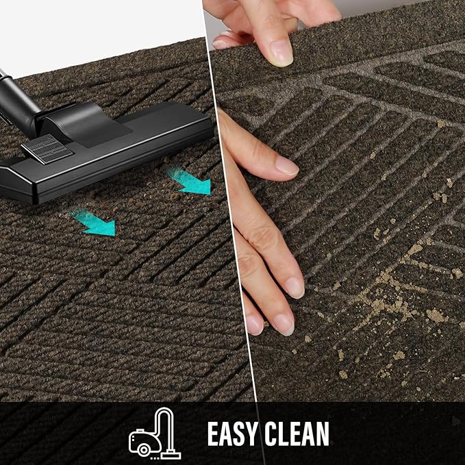 Sturdy Front Door Mat, Absorbent Muddy Dirt Resist Welcome Door Mats Outdoor Indoor, Stain and Fade Resistant, Non-Slip Rubber Backing Low Profile Doormat for Entryway, 47×32, Brown