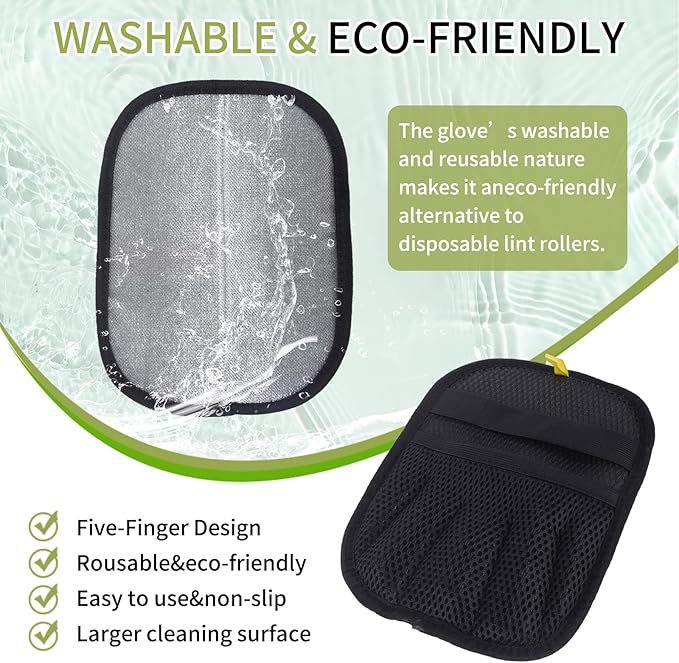 2025 New Upgrade Five-Finger Electrostatic Pet Hair Removal Glove for Cat & Dog, Reusable 3Pcs Pet Hair Remover Tool for Clothing, Couch, Carpet, Bed, Curtain