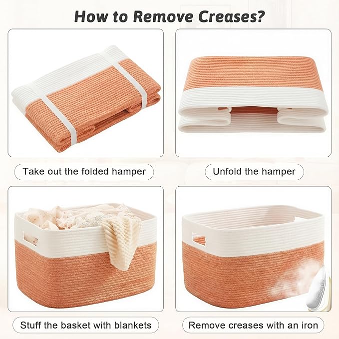 Blanket Basket,Rectangle Woven Baskets for Storage,30L Laundry Basket for Decorative Nursery Blanket,Toys,Dirty Clothes and Magazine in Shelves,Baby Room,and Living Room
