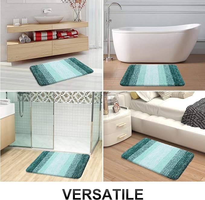 OLANLY Bathroom Rugs Mat 34x21, Extra Soft Absorbent Microfiber Bath Rugs, Rubber Backing, Quick Dry, Washable Bath Mats for Bathroom Floor, Tub and Shower, Home Decor Accessories, Blackish Green