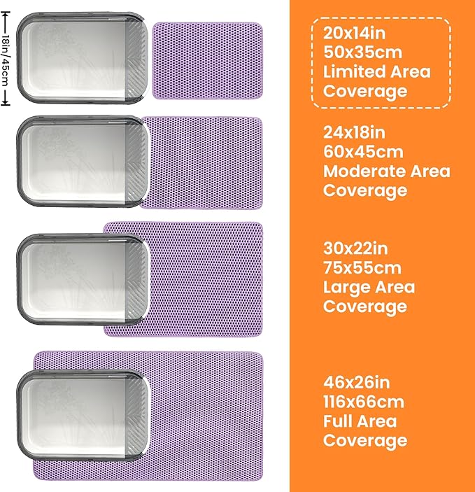 Small Cat Litter Mat, 20x14 Inches Double Layer Honeycomb Cat Litter Trapping Mat, Non Slip Waterproof Urine Proof Litter Box Mat for Floor, Kitty Litter Rug, Pet Supplies, Purple