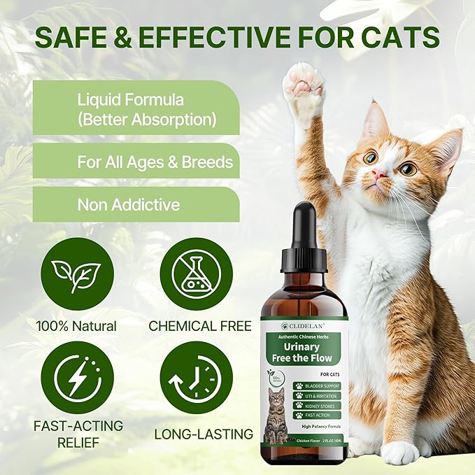 Cat Bladder Treatment for Stones & Crystals, Kidney Stones Dissolver for Cat - Urinary Tract Infection Treatment for Kidney and Bladder Stones, Herbal CatUTI Remedy for Stone Relief & Prevention
