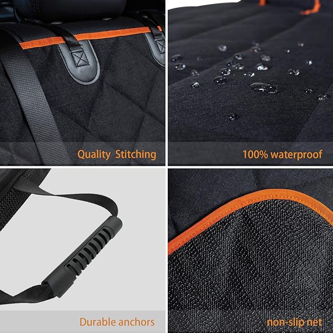 petalage Car Seat Protector, 600D Heavy Duty Car Seat Cover for Dogs, Waterproof Dog Car Seat Cover for Back Seat, Scratch Proof Nonslip Seat Cover for Dogs in Car