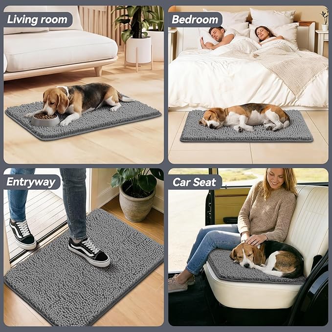 Bcoimo Super Absorbent Dog Door Mat, 36"*24" Anti Slip Mat for Muddy Paws, Pet Rugs for Dirty Paws Washable That Absorbs Moisture and Dirt, for Dog Cage and Pet Resting Carpet