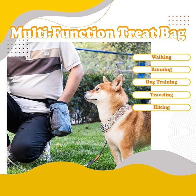 Belle Homie PetnBeyond Dog Treat Pouch Lightweight and Portable Pet Safe Treat Bag, Training Hands-Free Snack Bag with Built-in Poop Bag Dispenser, Capacity for 2 Cups - Great for Walking (Red, Paw)