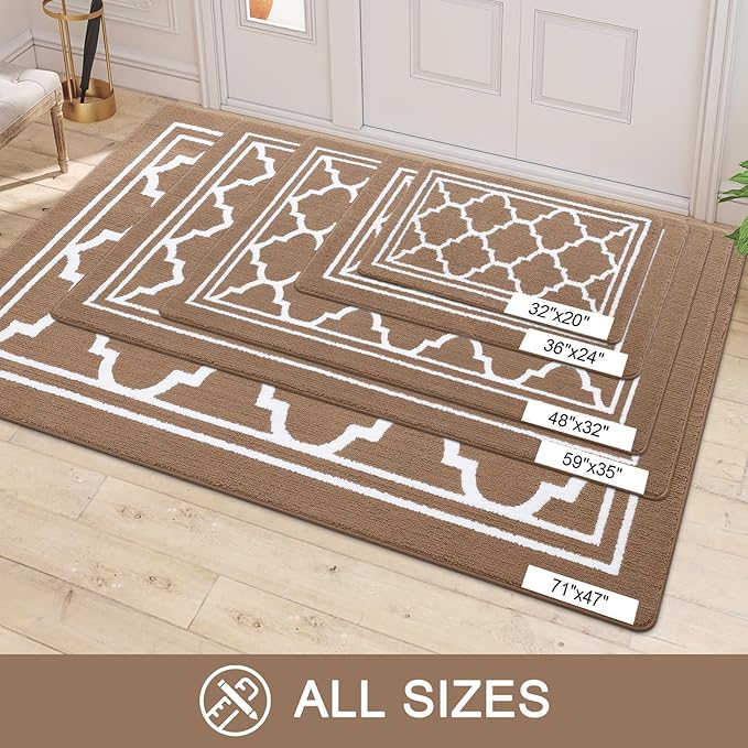 Buganda Runner Indoor Door Mat, Dirt-Resistant and Absorbent Doormat, Anti-Slip, Low Profile Floor Mats for Inside Entryway, Front, and Back Door Entrance (70x23 Inches, Brown)