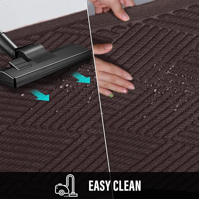 Sturdy Front Door Mat, Absorbent Muddy Dirt Resist Welcome Door Mats Outdoor Indoor, Stain and Fade Resistant, Non-Slip Rubber Backing Low Profile Doormat for Entryway, 72×24, Coffee