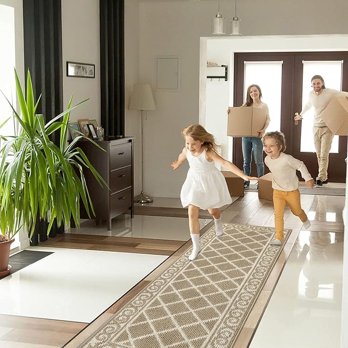 HEBE Washable Runner Rug 20"x59" Indoor Door Mat Runners,Non Slip Dirt Trapping Rug Runner Floor Mats Carpet Runners for Entryway Hallway Kitchen Garage Laundry Room