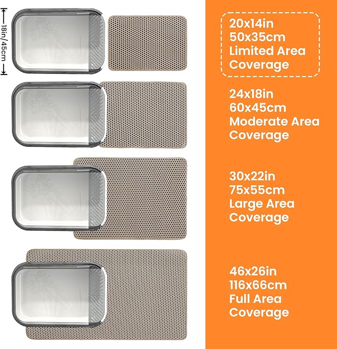 Small Cat Litter Mat, 20x14 Inches Double Layer Honeycomb Cat Litter Trapping Mat, Non Slip Waterproof Urine Proof Litter Box Mat for Floor, Kitty Litter Rug, Pet Supplies, Beige