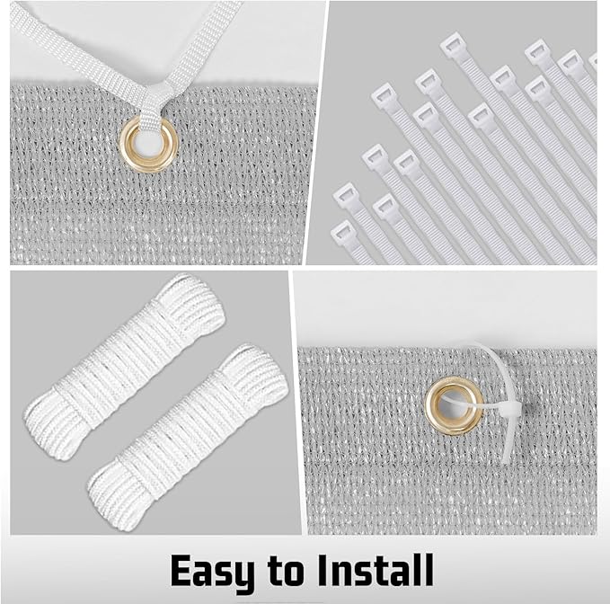 SUNNY GUARD Shade Cloth Custom Size 4x14 FT Sun Shade Screen Fabric Shade Cover Tarp with Grommets for Pergola Backyard Garden, Light Grey(We Customized)