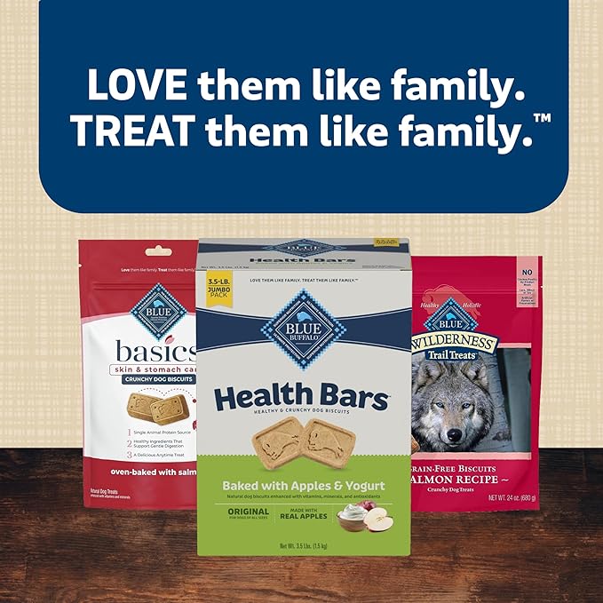 Blue Buffalo Health Bars Crunchy Dog Biscuits, Oven-Baked With Natural Ingredients, Apples & Yogurt, 3.5-lb Box