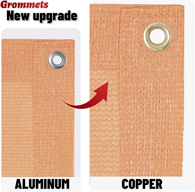 SUNNY GUARD Shade Cloth Custom Size 11x14 FT Sun Shade Screen Fabric Shade Cover Tarp with Grommets for Pergola Backyard Garden, Peach Fuzz(We Customized)